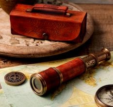 Handcrafted Brass Telescope with Leather Vintage Finish